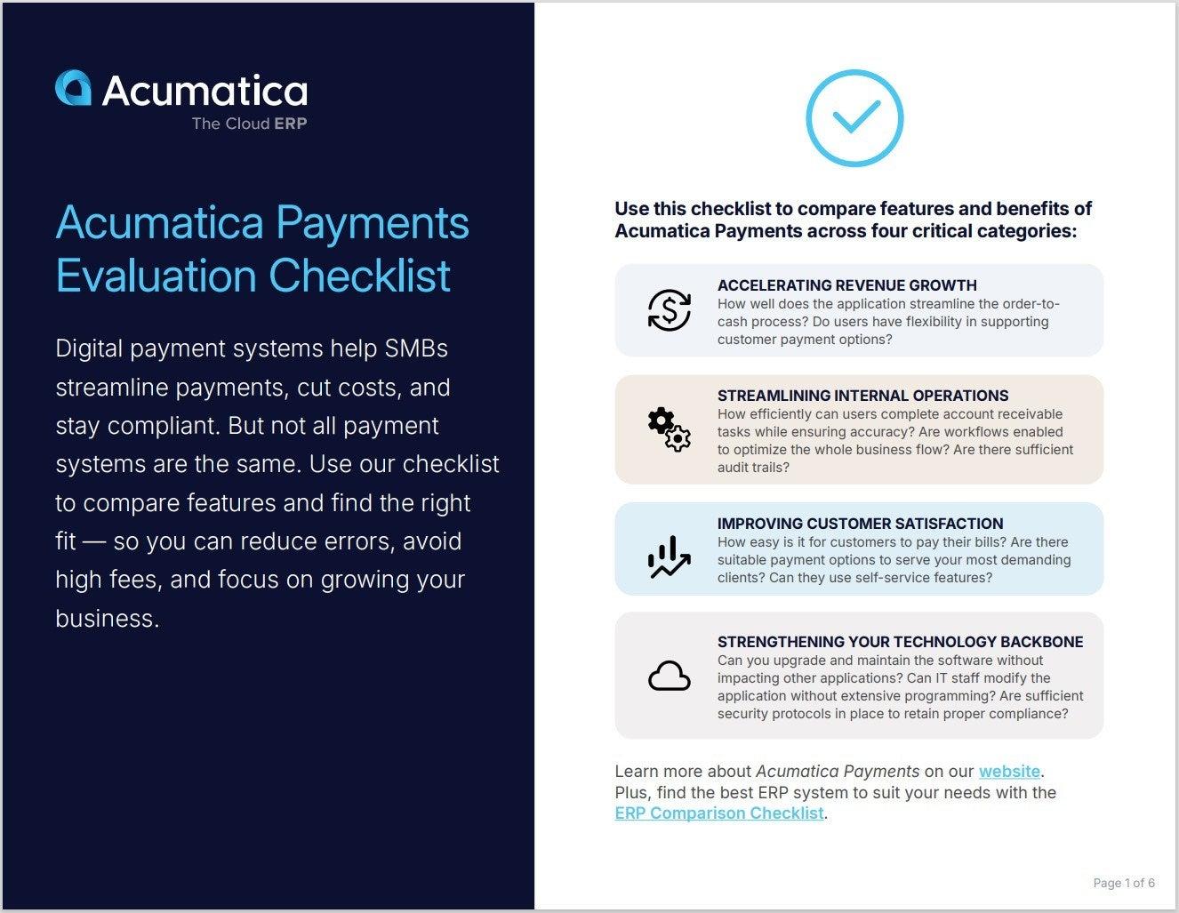 Acumatica Payments Evaluation Checklist | Acumatica Cloud ERP